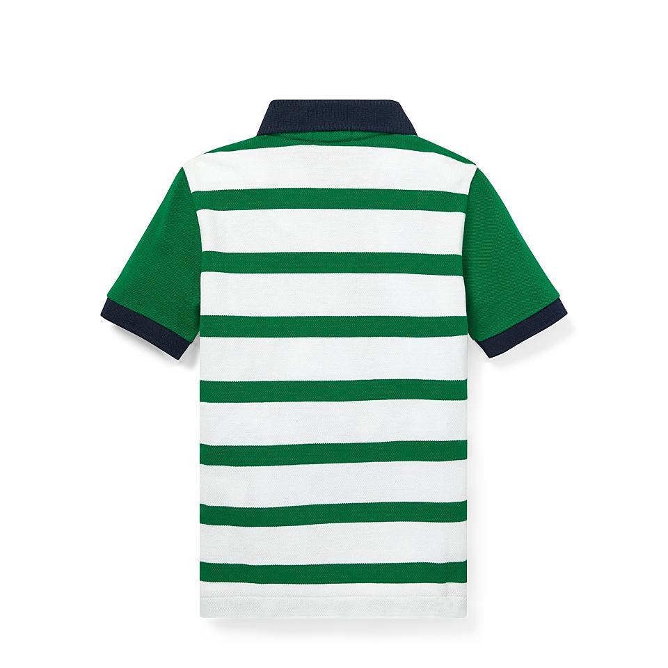 lauren striped cotton mesh polo衫 472057 kayak green multi