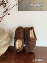 EVERAU加绒加厚保暖棉鞋4cm厚底短筒 摩卡色