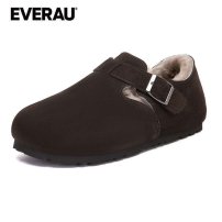 EVERAU新款女外穿秋冬加绒保暖勃肯鞋 巧克力