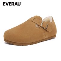 EVERAU新款女外穿秋冬加绒保暖勃肯鞋 栗色
