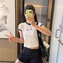 Lulu小版型字母弹力短袖 白色