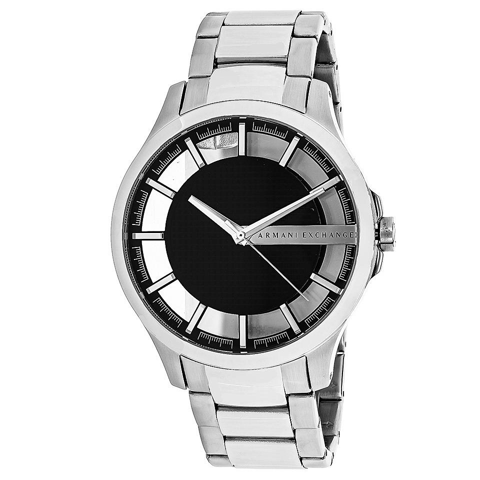 armaniexchange经典黑色表盘不锈钢表带防水石英男表ax2179