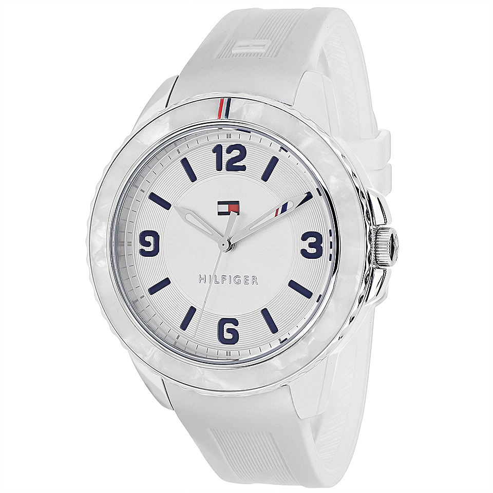 diesel&fossil等手表 【女款】tommy hilfiger 银色硅胶表带运动防水