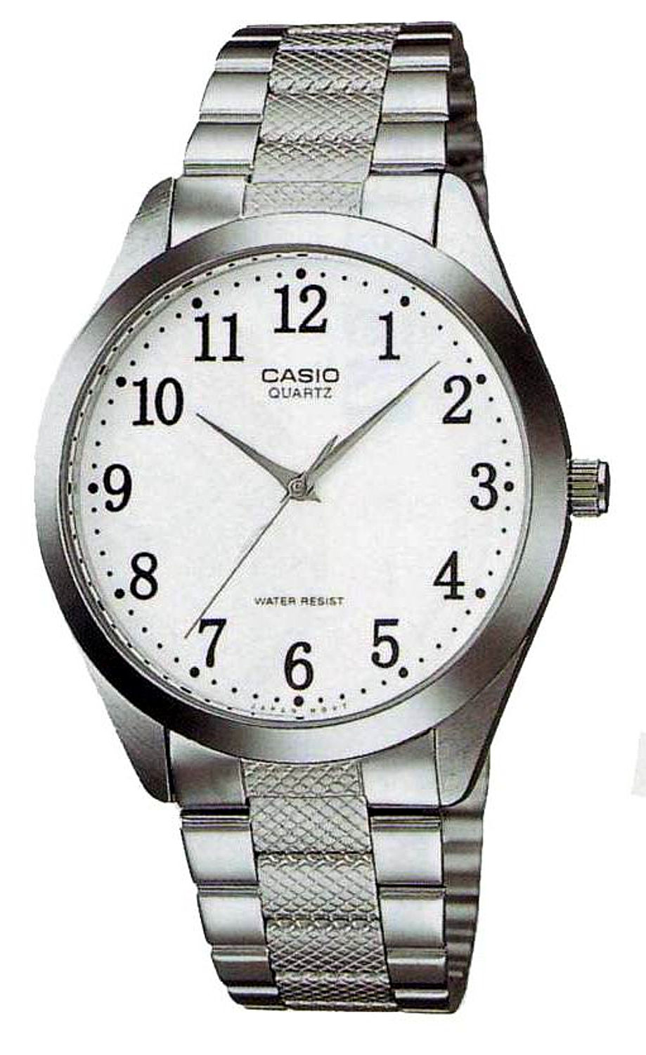 【男款】casio 经典白色表盘不锈钢表带男士石英表 mtp-1274d-7b