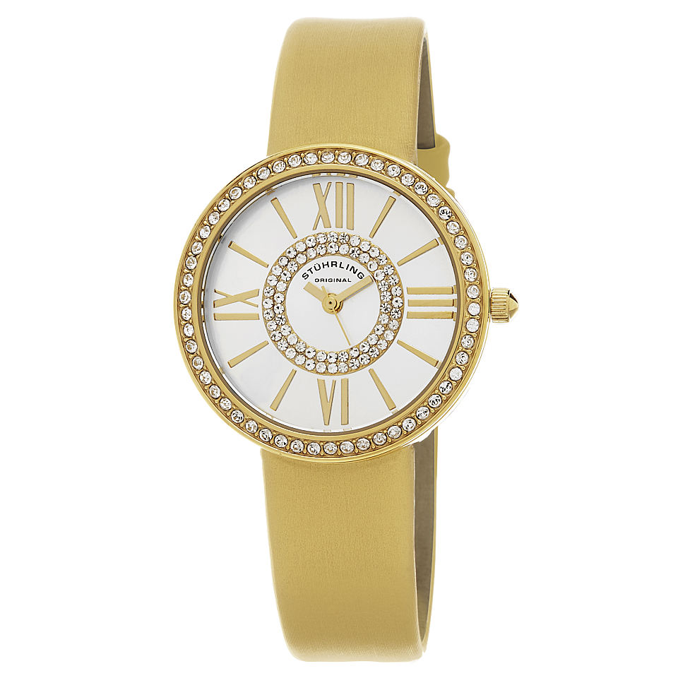 女款stuhrlingoriginalvogue系列缎面真皮表带女休闲日本石英表56604