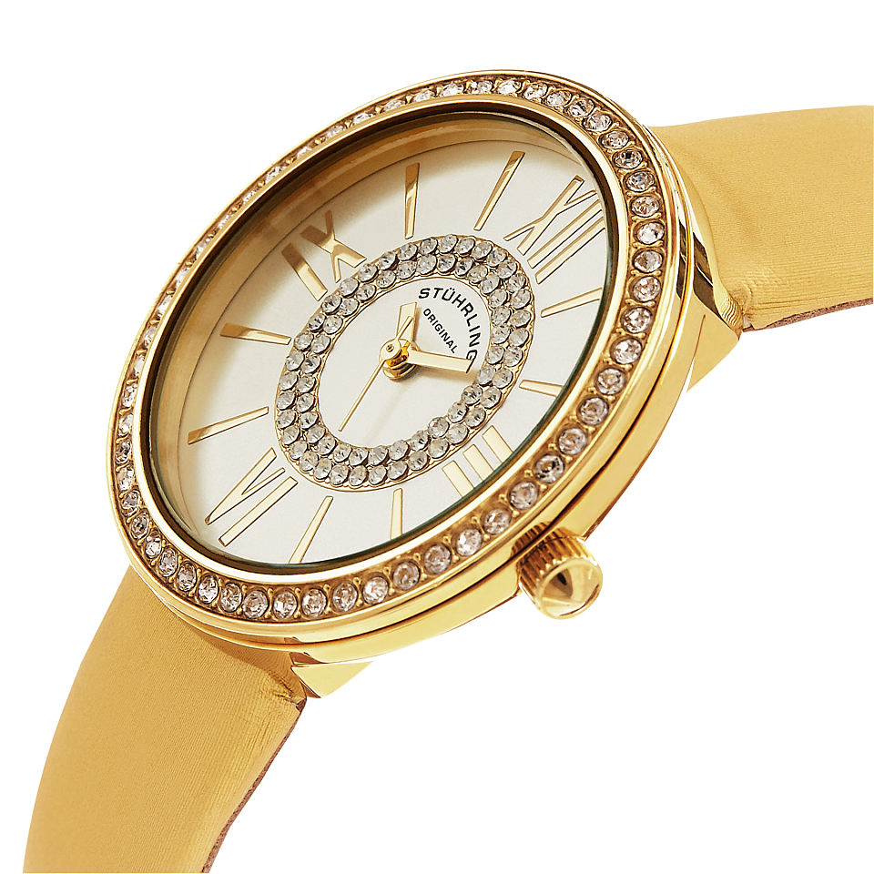 女款stuhrlingoriginalvogue系列缎面真皮表带女休闲日本石英表56604