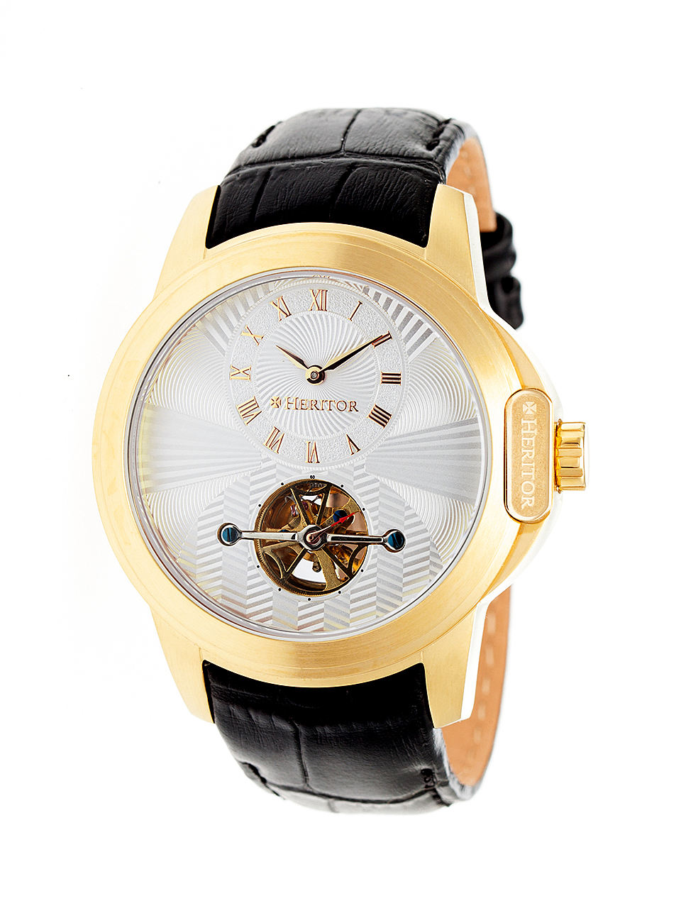 男士heritorautomaticwindsor半镂空真皮表带男士自动机械表herhr4203
