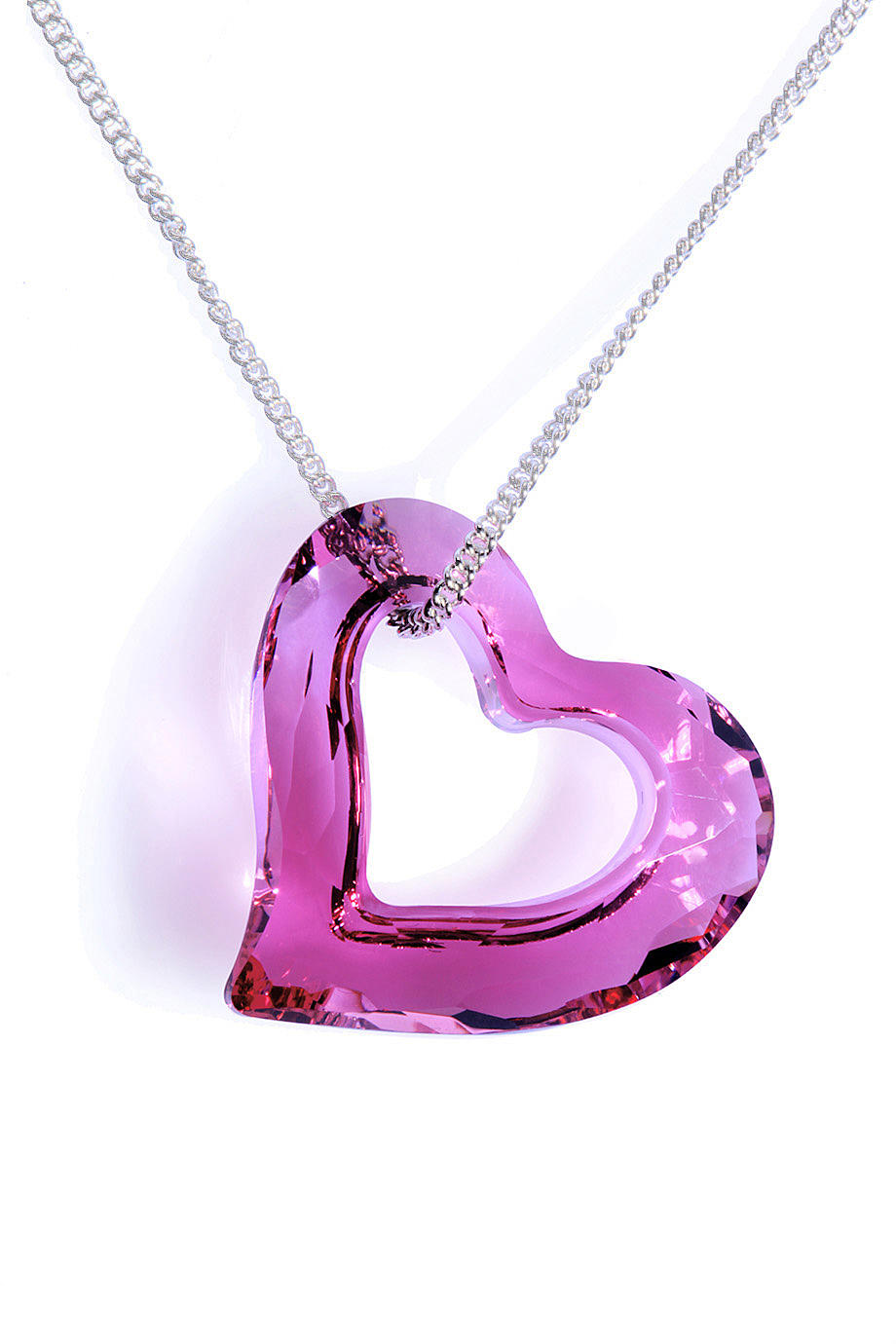 swarovski1076291紫红色仿水晶爱心项链1076291
