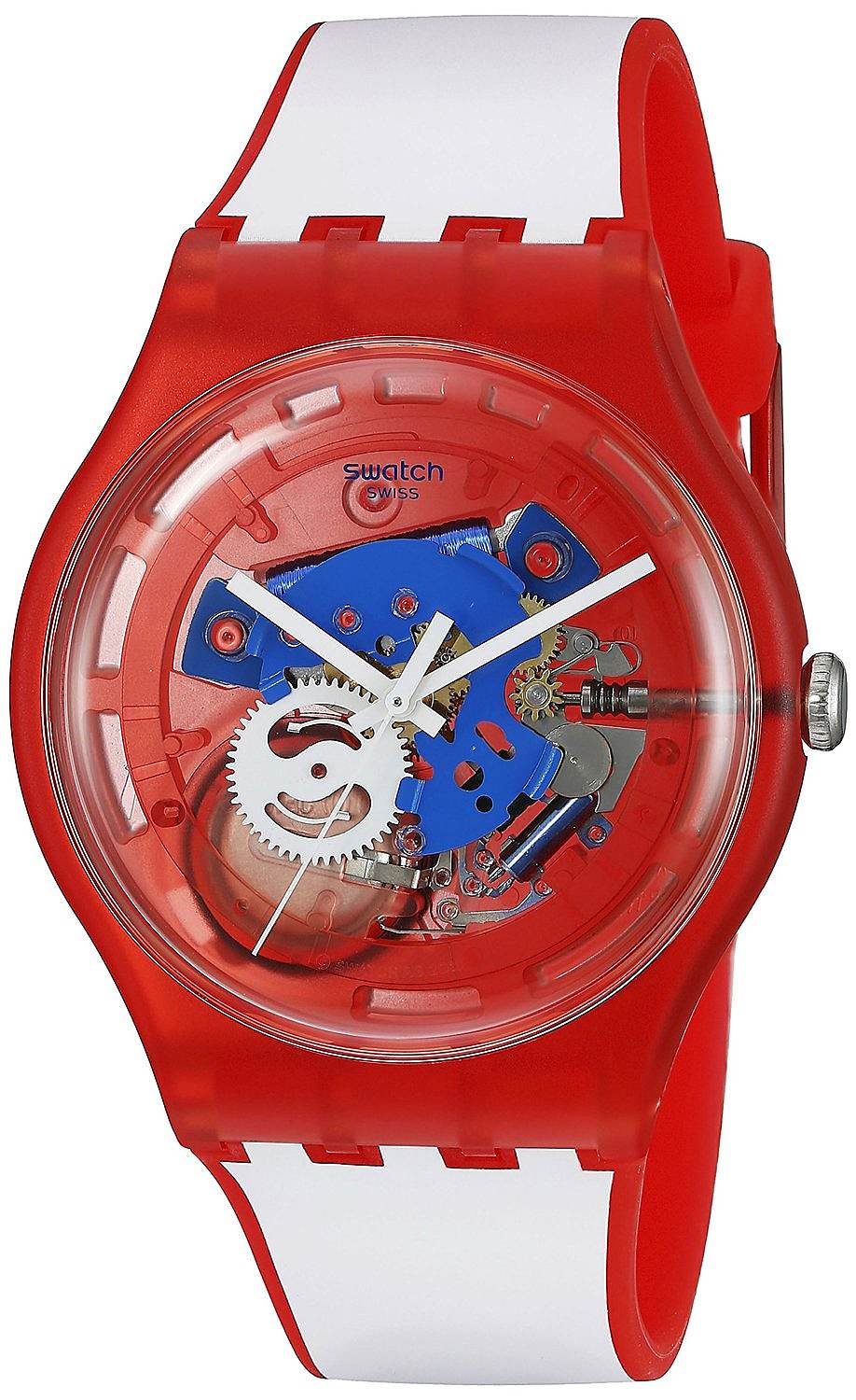 swatchclownfishred红色小丑鱼男女同款中性石英表suor102