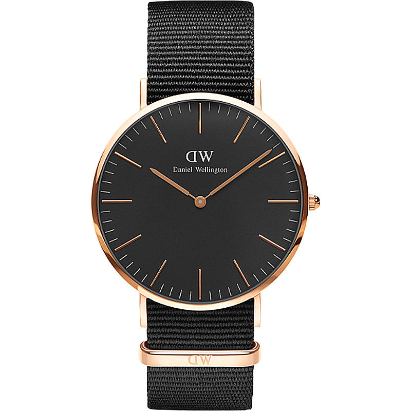 丹尼尔惠灵顿(danielwellington)手表dw男表40mm黑表盘金色边尼龙带