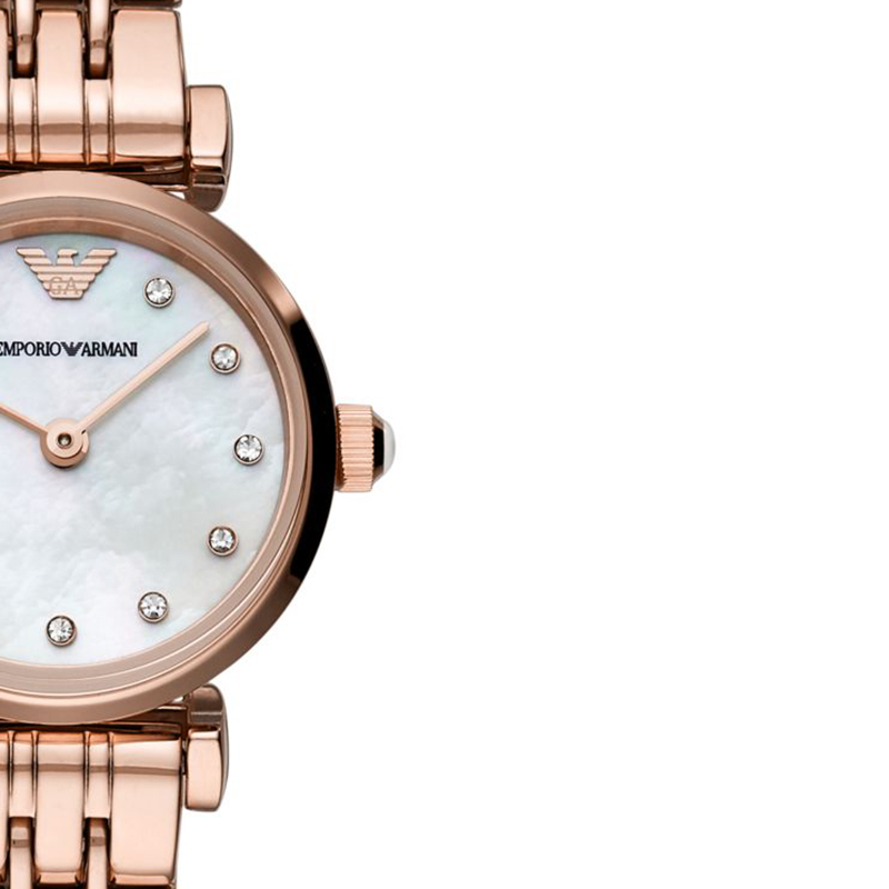 女款】 阿玛尼（Emporio Armani ）手表满天星小表盘钢带女士玫瑰金时尚