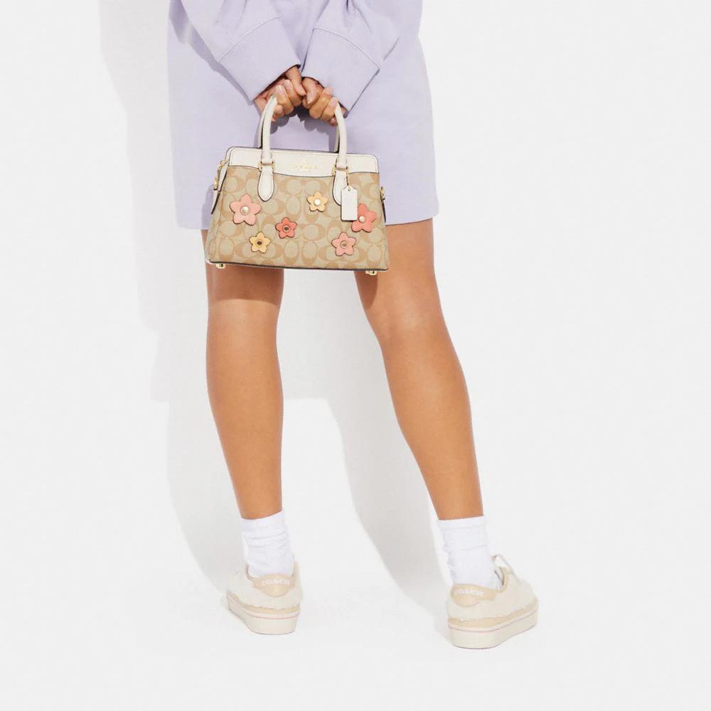 Coach Mini Darcie Carryall in Signature Canvas with Floral Applique