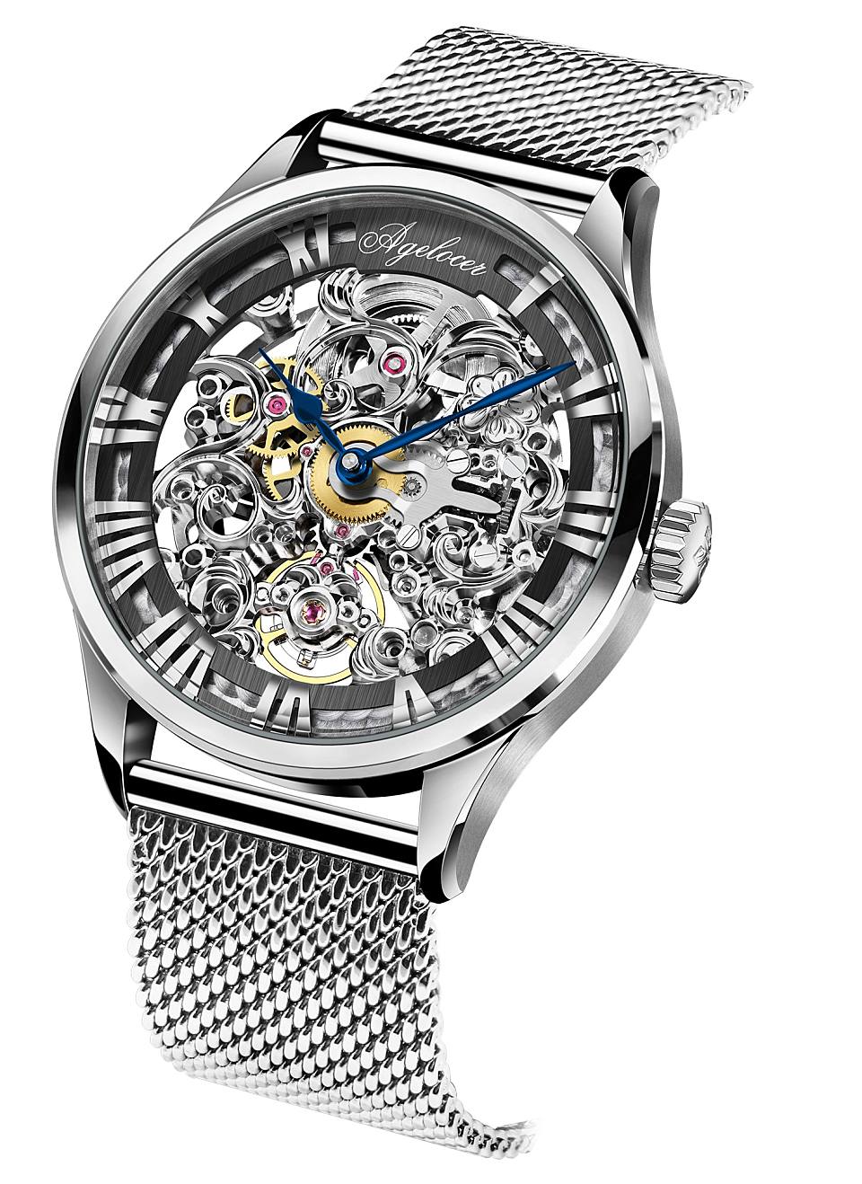 艾戈勒(agelocer)博世系列瑞士进口手表男镂空雕花全自动机械表 80