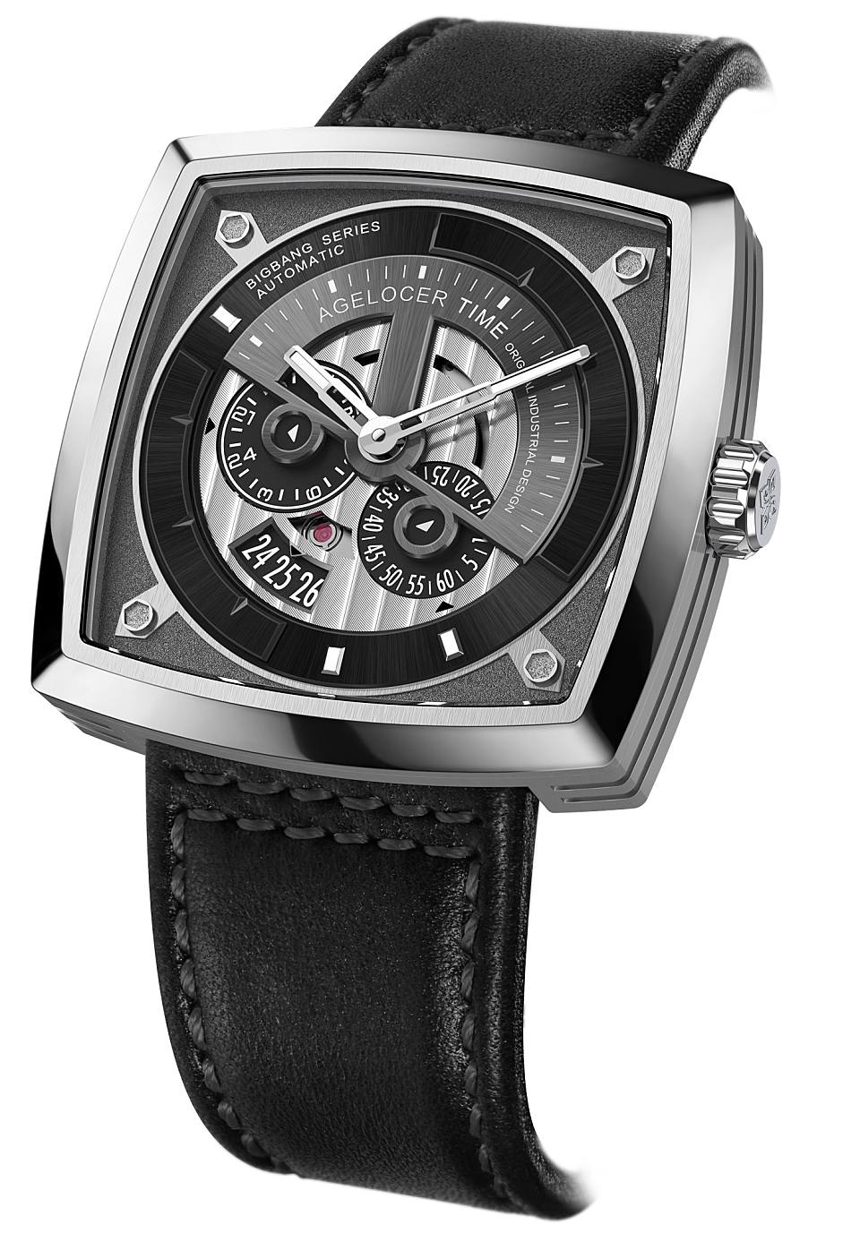 艾戈勒(agelocer)大爆炸瑞士进口手表时尚全自动机械表 镂空 方形男表