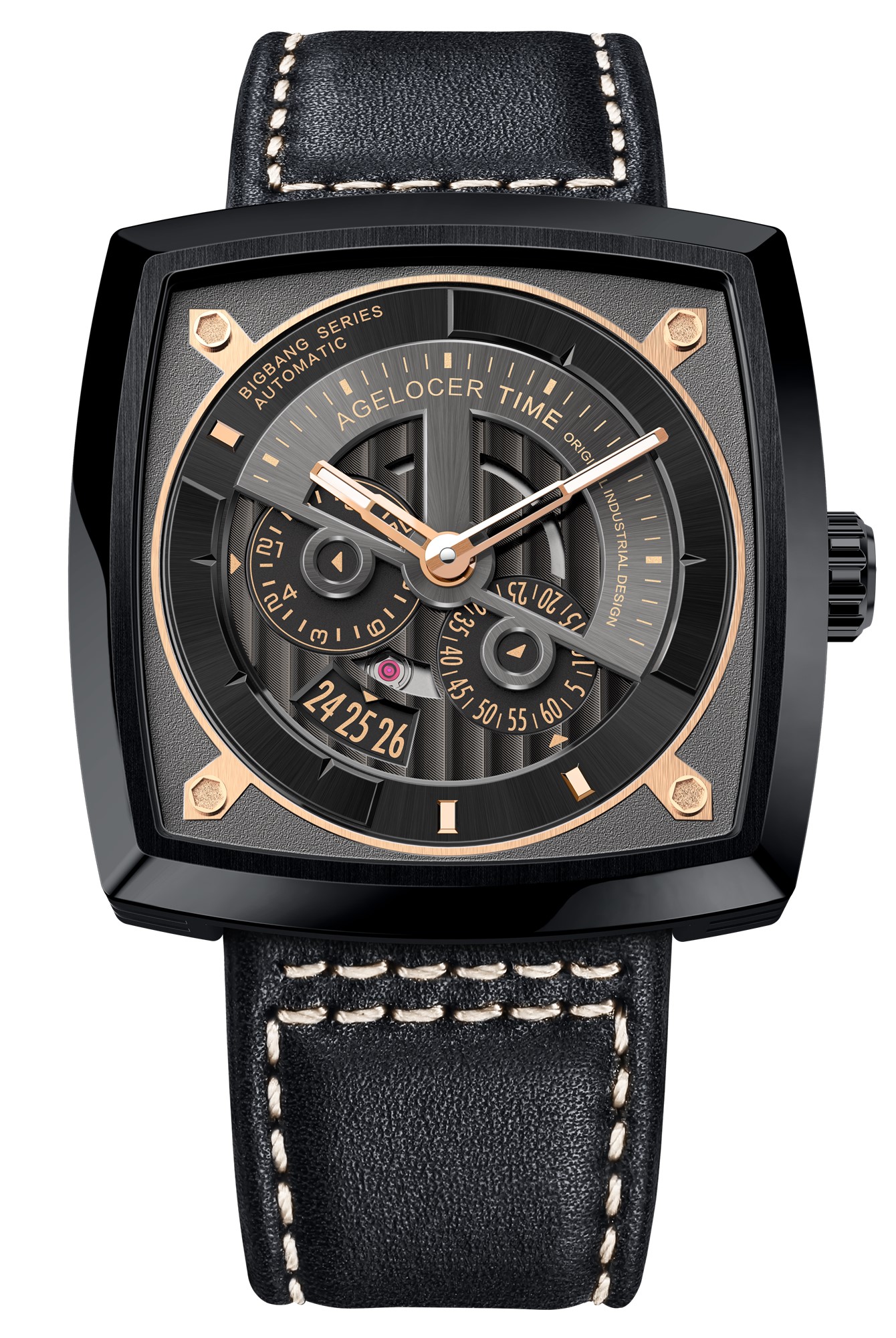 艾戈勒(agelocer)大爆炸瑞士进口手表时尚全自动机械表 镂空 方形男表