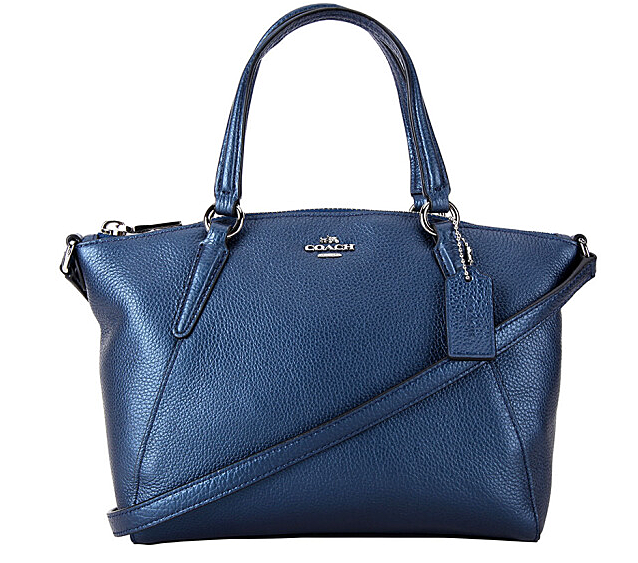 蔻驰coach女士蓝色皮质手提单肩斜挎饺子包22316svlbi