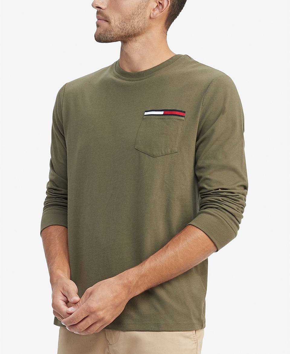 【男款】tommy hilfiger icon 带口袋长袖t恤 11425367army green