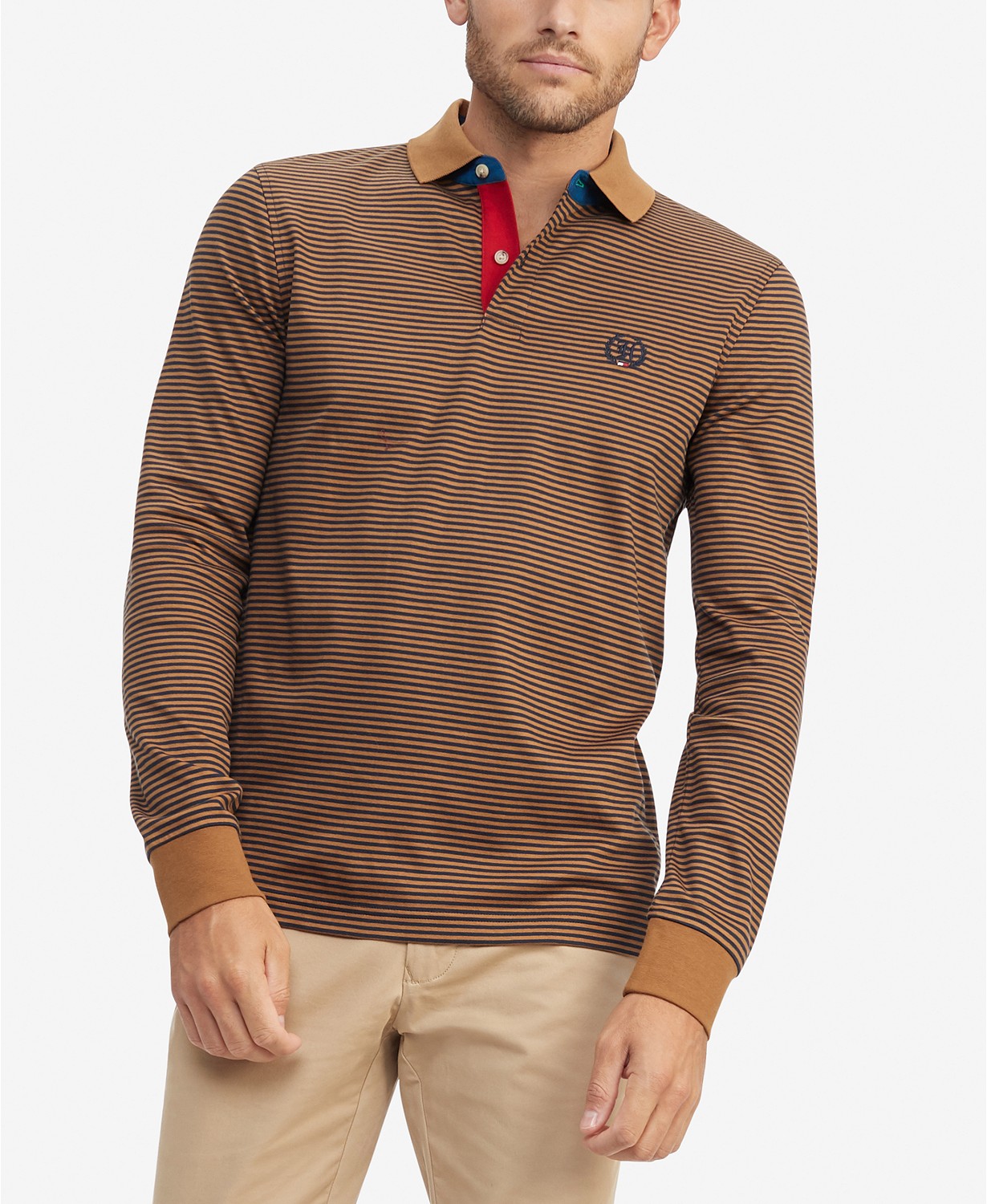 tommy hilfiger brewster stripe 合身版polo衫 11505415cohiba brown
