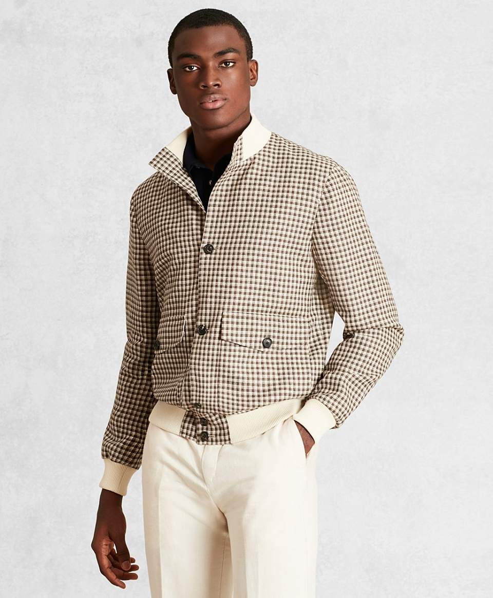 男款goldenfleece03linenhoundstooth羊毛短款夹克ml00626brown