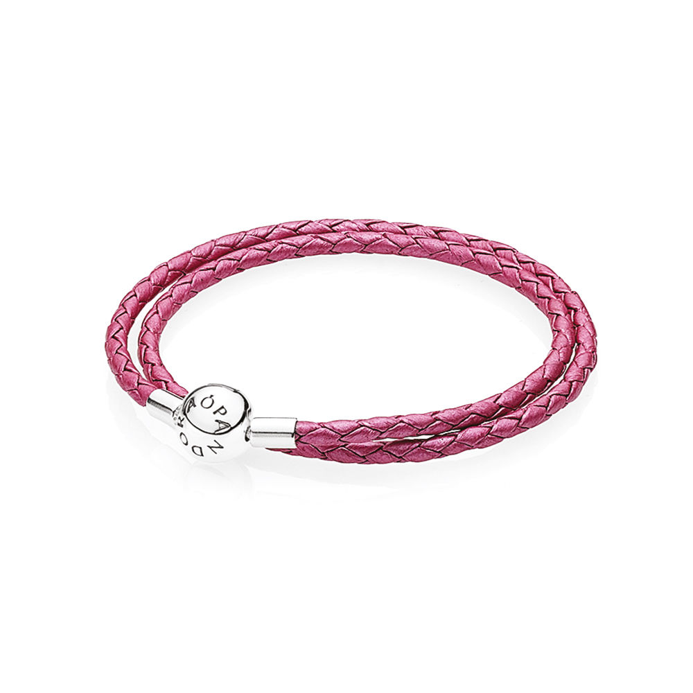 PANDORA 粉色双圈皮革手链 38cm 590734CHP-D2 - 全民海淘 纵有等待,终究值得