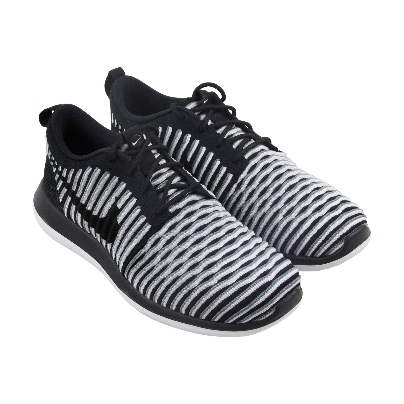 【标准】【女款】nike roshe two flyknit 运动鞋 黑白条纹/灰色