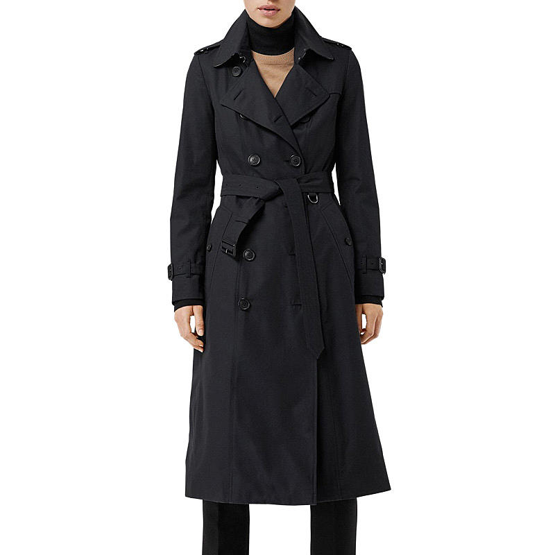 女款qhburberry巴宝莉女士黑色长款风衣4073379