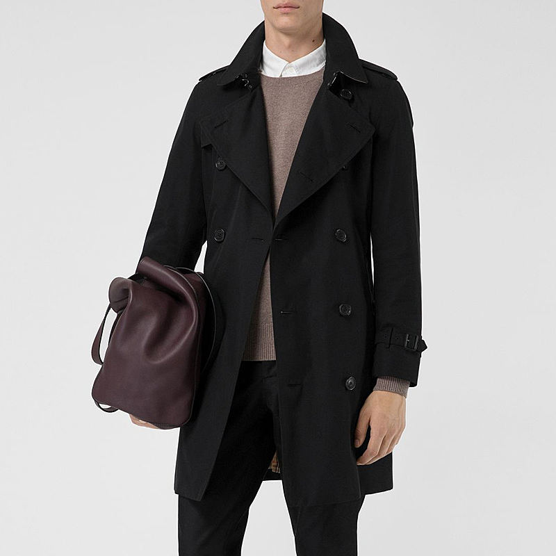 男款qhburberry巴宝莉男士黑色棉质风衣4073743