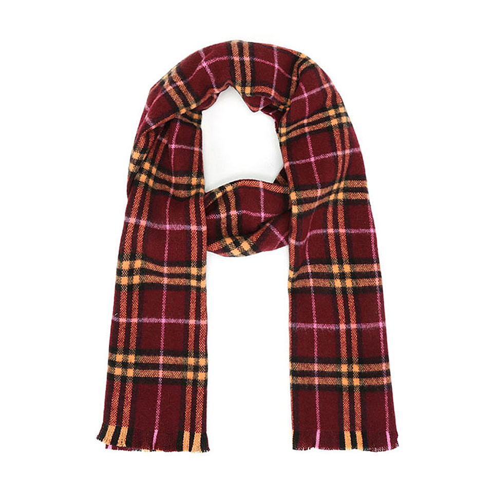 【女款】 burberry 巴宝莉 酒红色格纹女士围巾 4075208
