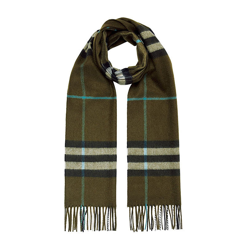 【男款】 burberry 巴宝莉 复古绿格子羊绒围巾 8004702