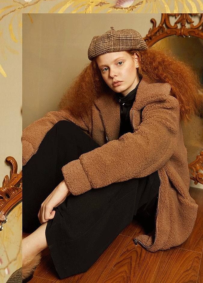 澳洲ozlana新款驼色短款经典泰迪美丽奴羊毛外套大衣au182001驼色均码