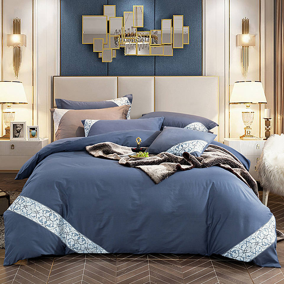 全棉绣花轻奢套件简约风纯棉床单被套床上用品套装