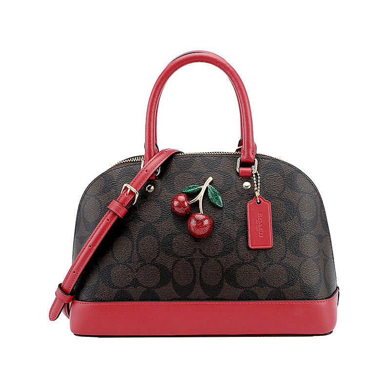 女款coach蔻驰女士深卡其色樱桃pvc单肩包斜挎包f72751imotq