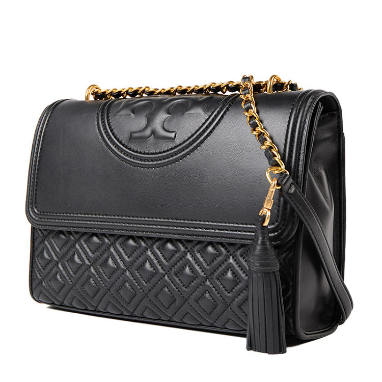 女款toryburch托里伯奇女士黑色羊皮单肩包43833001